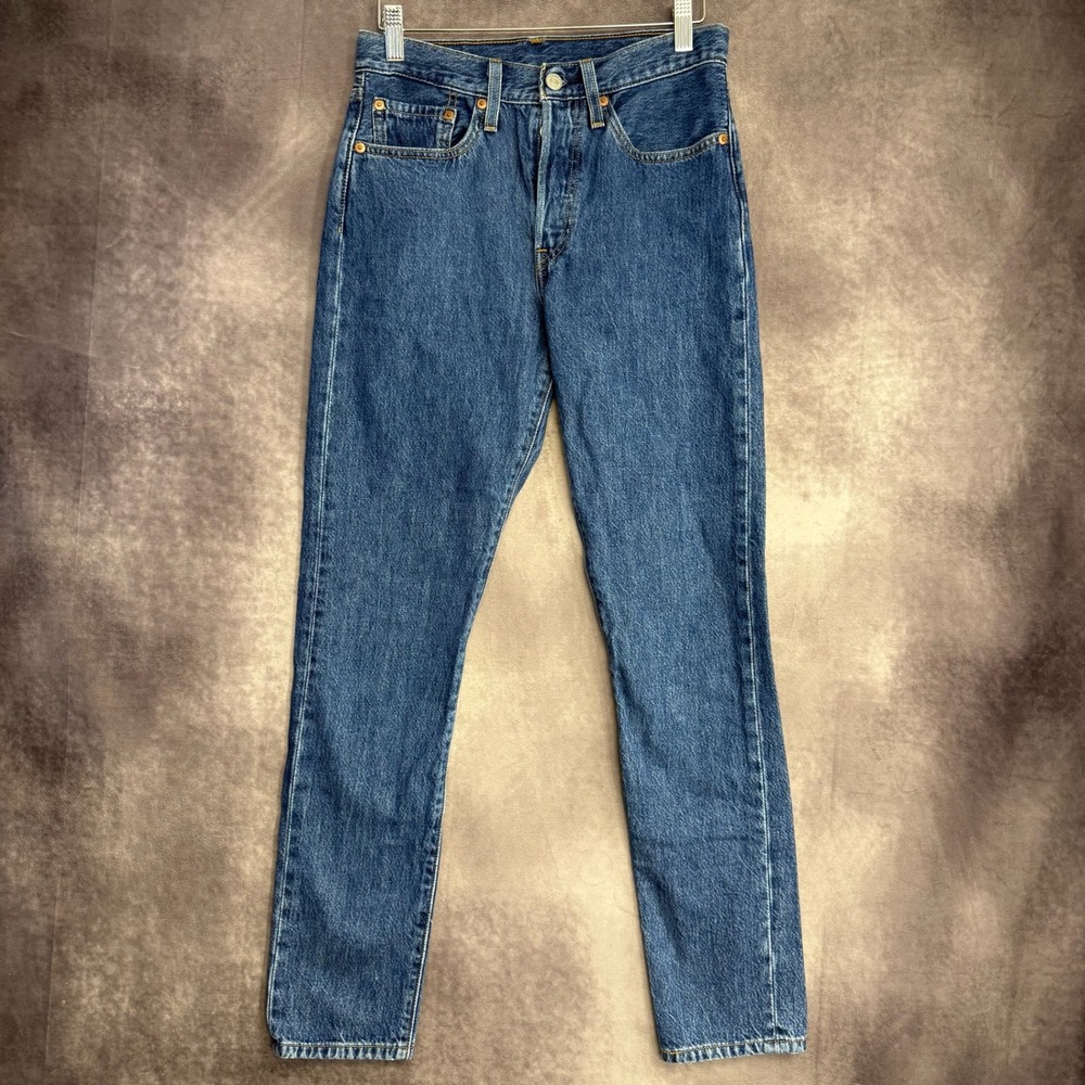 Levis Premium 501 Skinny Jeans Womens 26x30 Medium Wash Blue Denim 29502-0116